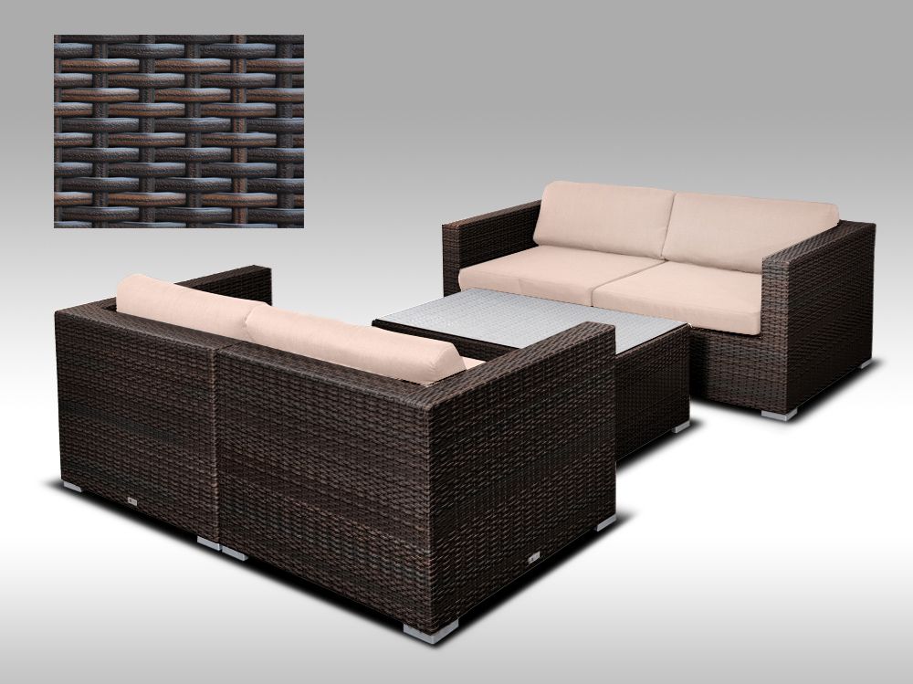 Zahradní set ALLEGRA 5 pro 4 osoby, hnědý umělý ratan