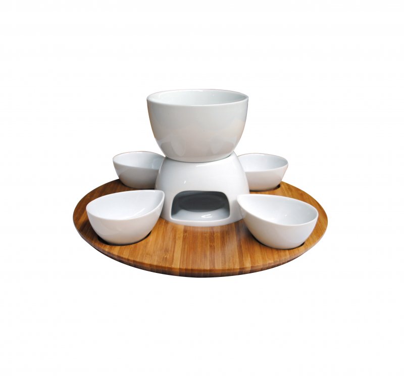 Set fondue keramika + bambus