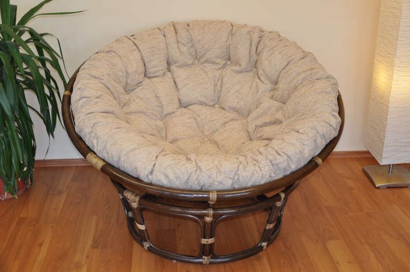 Ratanový papasan 130 cm hnědý - polstr Ebony