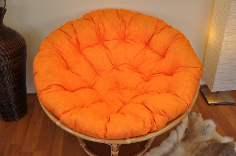 Polstr deluxe na křeslo papasan 110 cm - oranžový melír