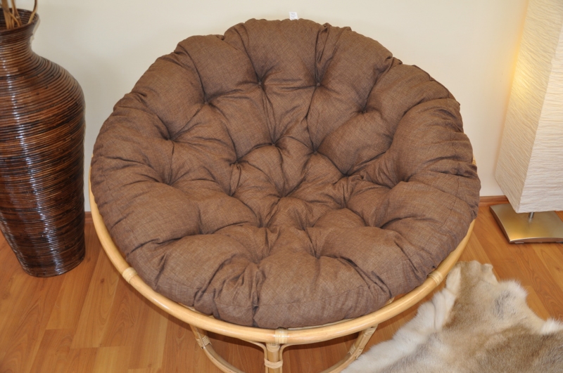 Polstr deluxe na křeslo papasan 110 cm - hnědý melír