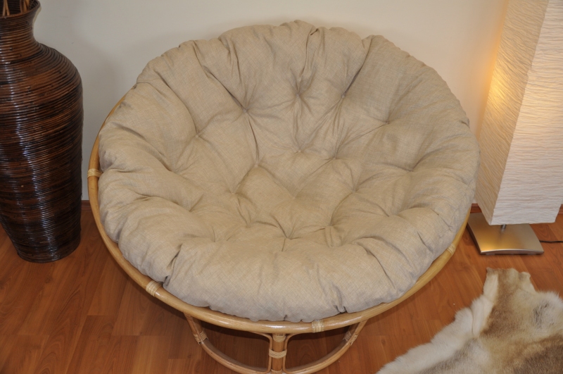 Polstr deluxe na křeslo papasan 110 cm - světle béžový melír