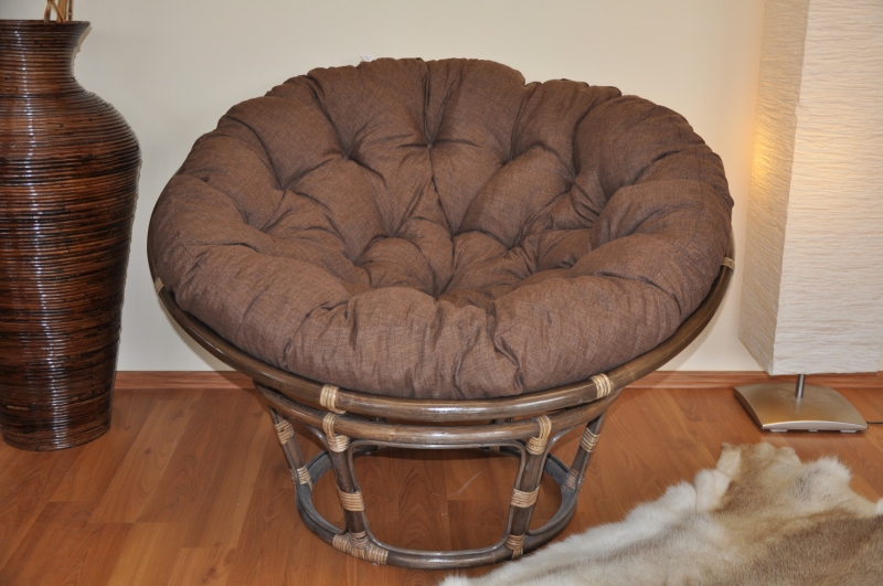 Ratanový papasan 115 cm hnědý - polstr hnědý melír