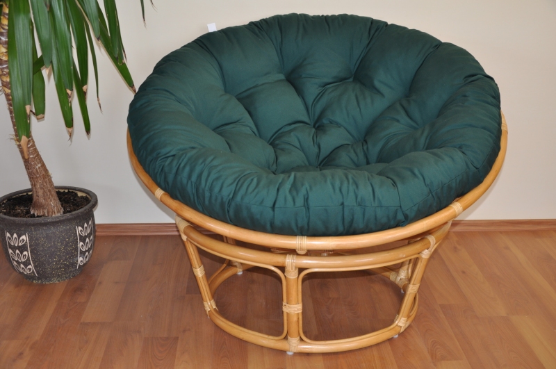 Ratanový papasan 115 cm medový - polstr zelený dralon