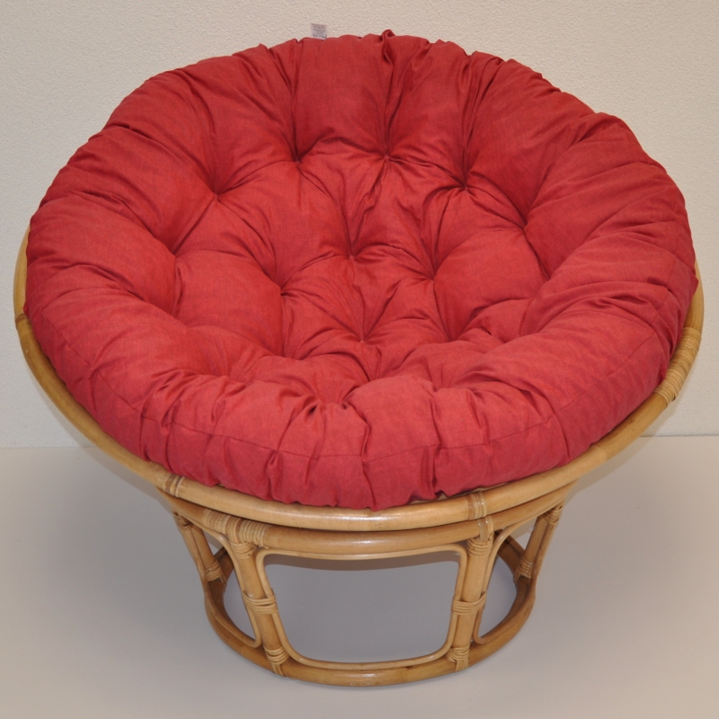 Ratanový papasan 100 cm medový polstr vínový melír