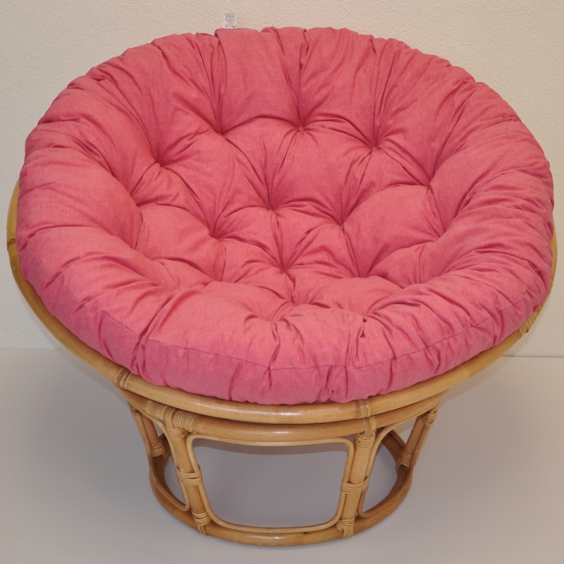 Ratanový papasan 115 cm medový - polstr malinový melír