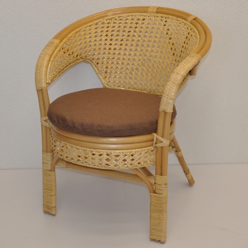 Ratanové křeslo Guo medové polstr hnědý melír