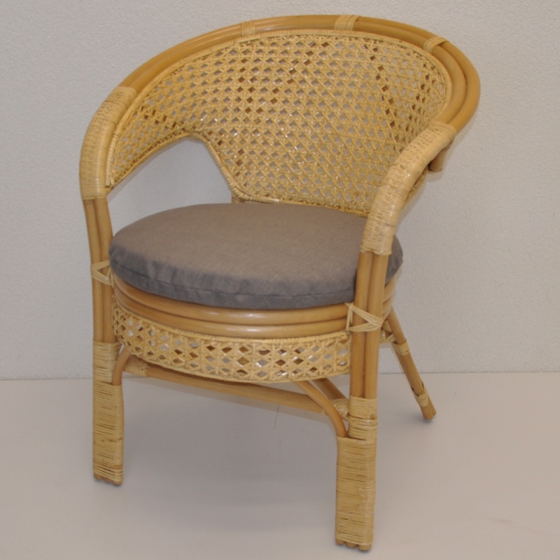 Ratanové křeslo Guo medové polstr šedý melír