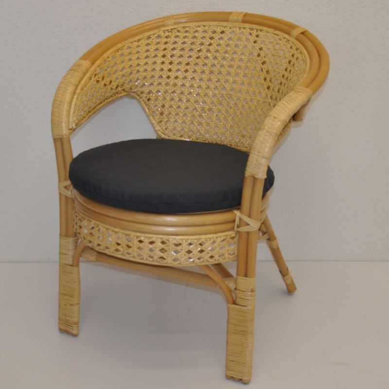 Ratanové křeslo Guo medové polstr tmavě šedý melír