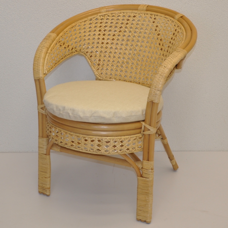 Ratanové křeslo Guo medové polstr béžový melír