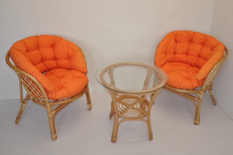 Ratanová sedací souprava Java polstr hnědý kepr