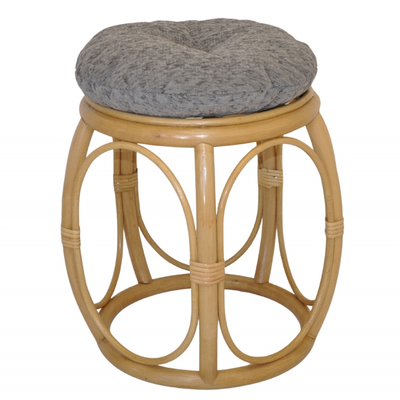 Ratanová taburetka široká medová polstr matylda šedý